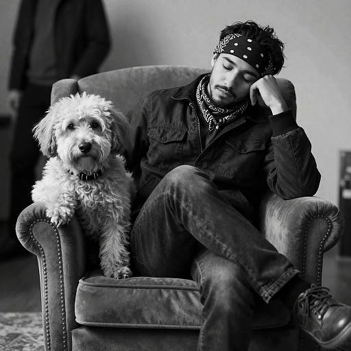 Serene Moment: Man and His Dog