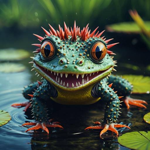 Friendly Spiky Amphibian in Murky Water Friendly Spiky Amphibian in Murky Water