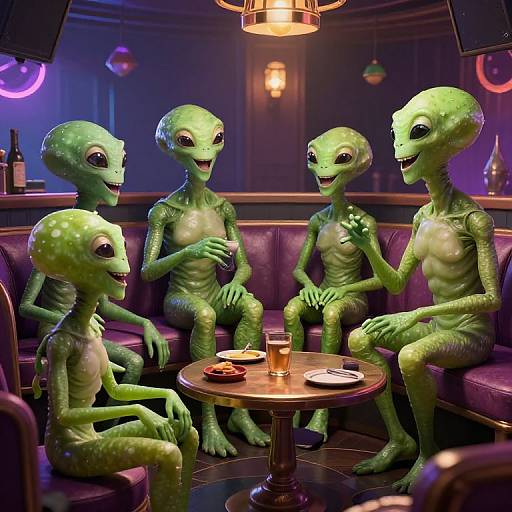 Peaceful Aliens Hanging Out in Club