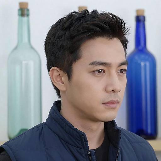 Profile Portrait of a Man in Blue Vest