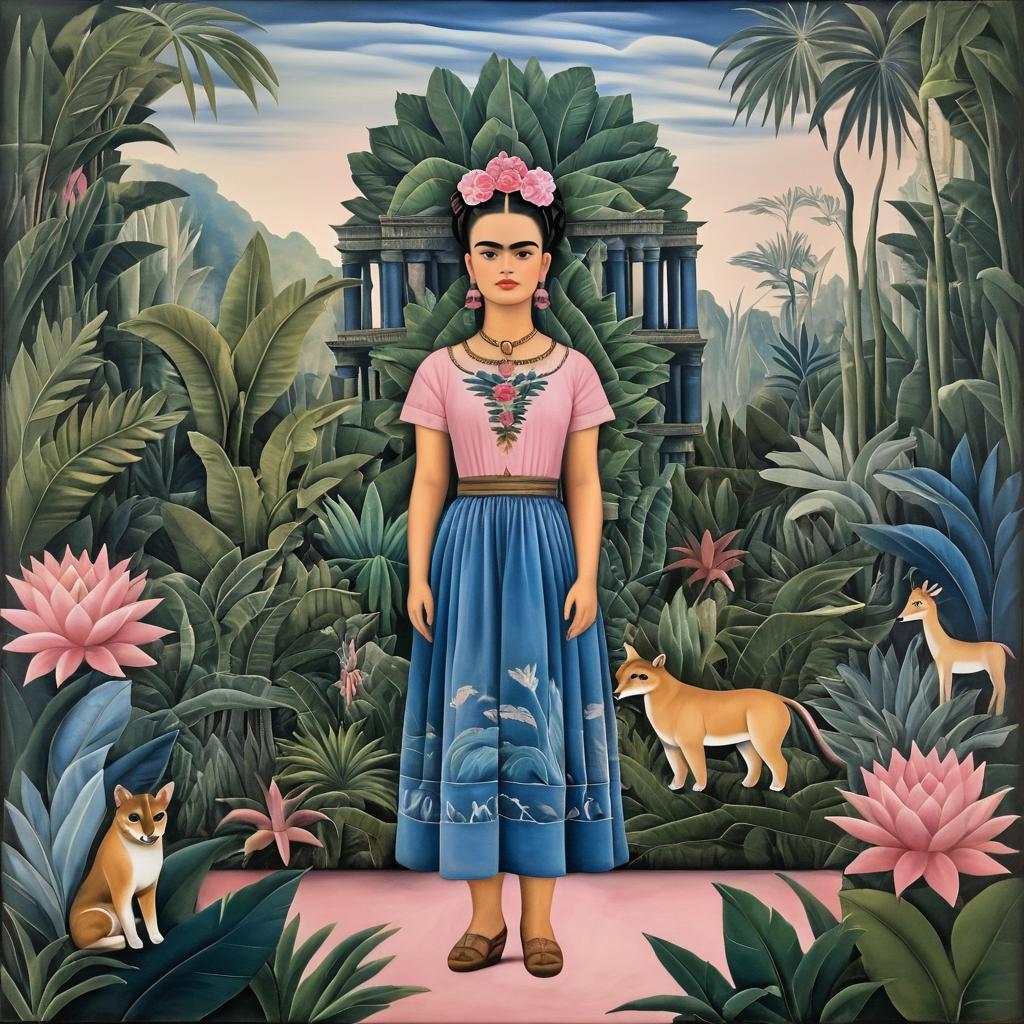 Mythical Jungle Scene in Frida Kahlo Style