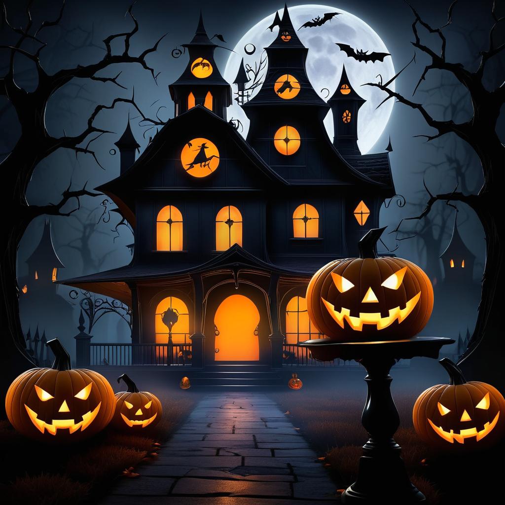 Spooky Halloween Scene with Jack-o'-lantern