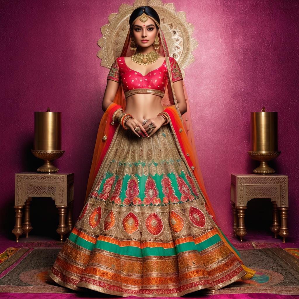 Stunning Indian Model in Vibrant Lehenga