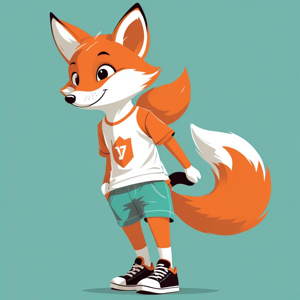 Playful Young Fox in Casual Attire