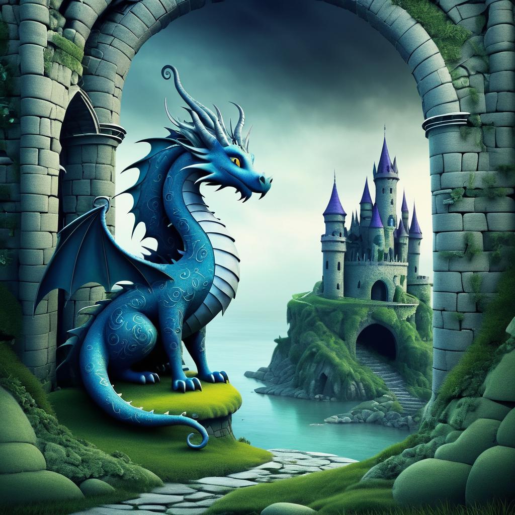 Curvy Dragon in Mystical Castle Ruins