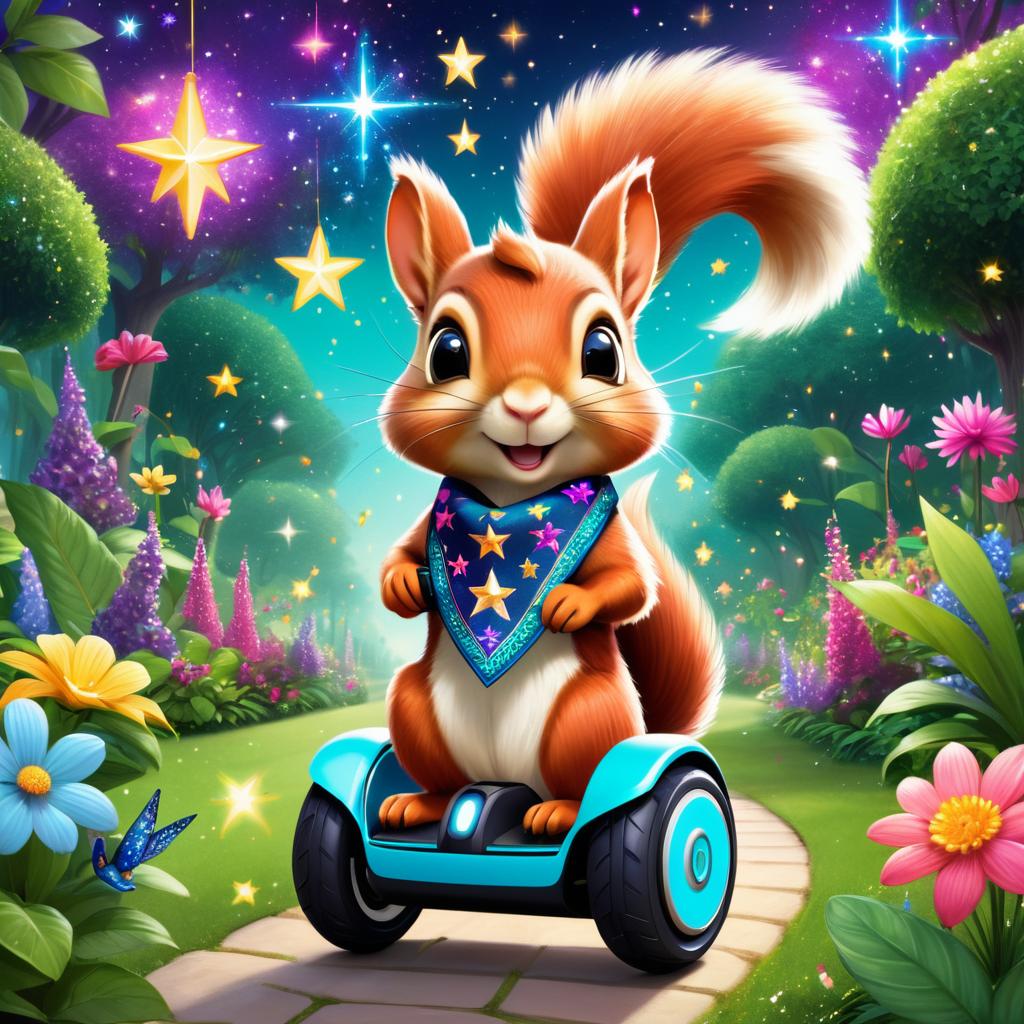 Squirrel on Segway in Fantasy Garden