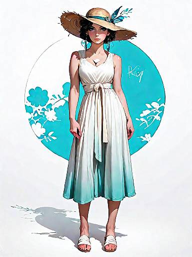 Bohemian Woman in Cream Maxi Dress