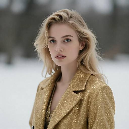 Cinematic Winter Portrait of Blonde Elegance