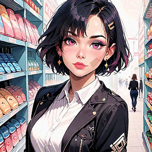 Urban Shopping Scene with Stylish Flair