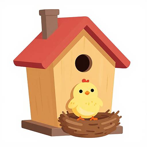 Easter Birdhouse with Chicken Nest