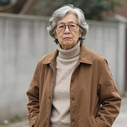 Elderly Woman in Casual Autumn Clothing