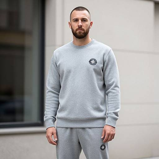 Man in Stone Island Grey Sweatwear