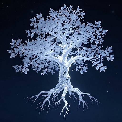 Ethereal Crystalline Tree Under Stars