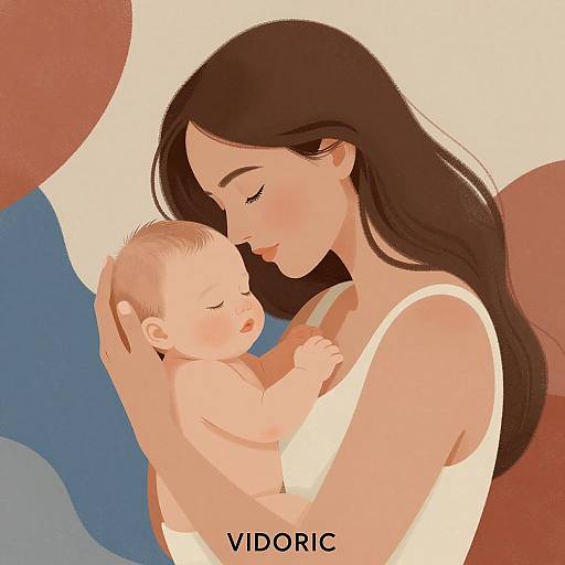 Tender Moment: Mother and Sleeping Baby