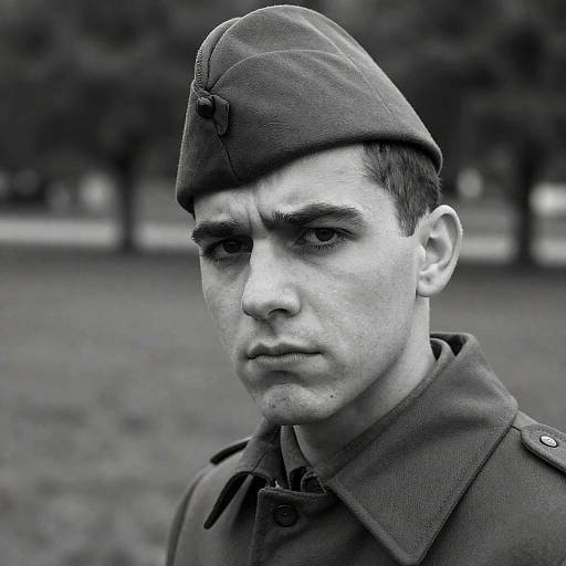 Intense Young Man in Military Uniform