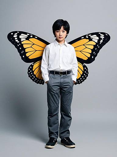Boy Wearing Butterfly Wings Costume