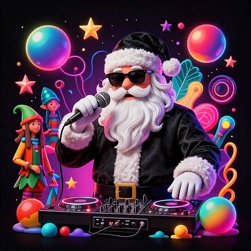Psychedelic DJ Santa Christmas Scene