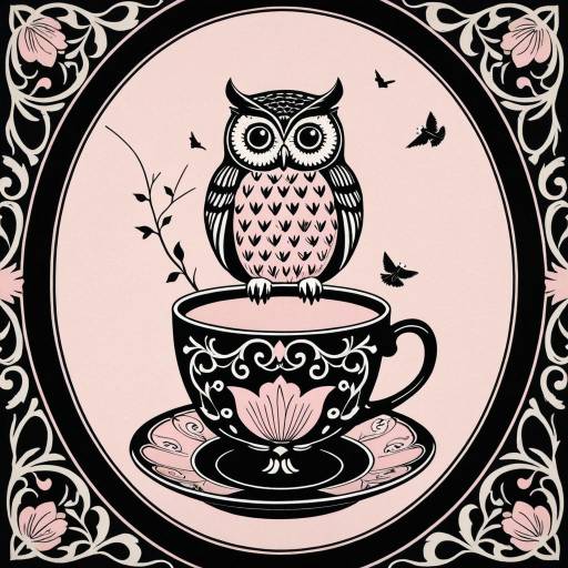 Art Nouveau Owl on Teacup