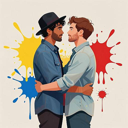 Dynamic Embrace in Abstract Colors