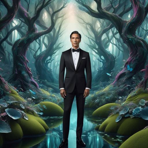 Ethereal Forest with Enchanting Tuxedo Man