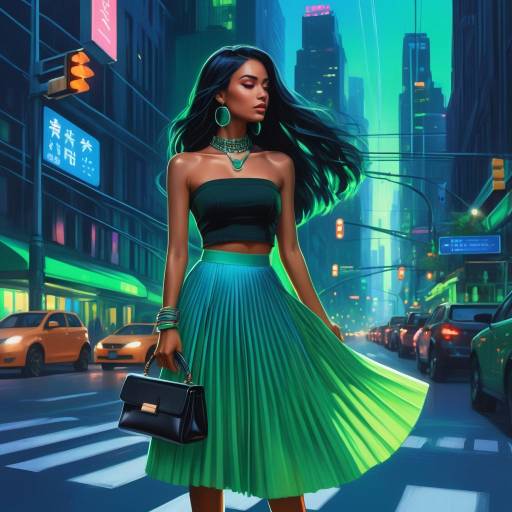 Empowered Woman in Neon Cityscape Empowered Woman in Neon Cityscape