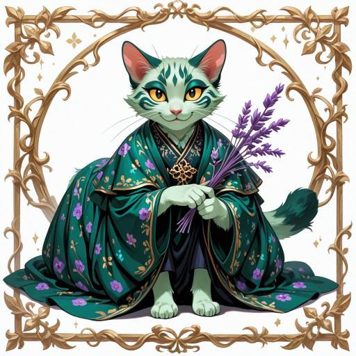 Feline Creature in Floral Elegance