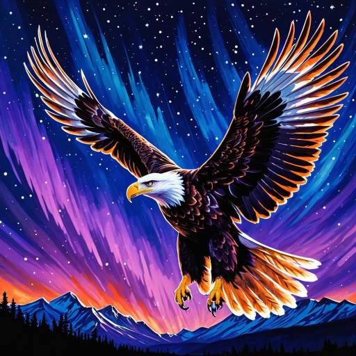 Eagle Soaring Under Aurora Borealis Eagle Soaring Under Aurora Borealis