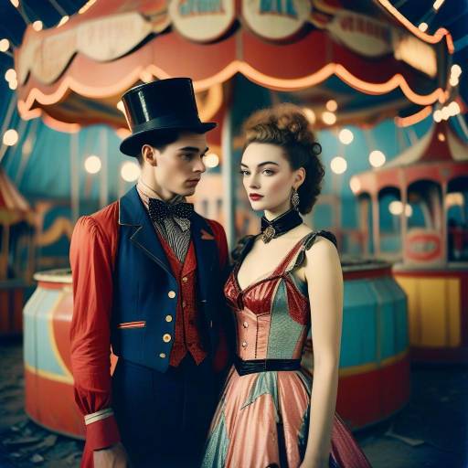 Vintage Circus Couple in Abandoned Park