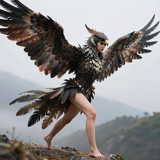 Ultra Realistic Harpy Girl on Mountain