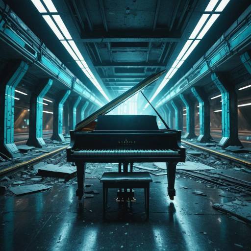 Cyberpunk Grand Piano in Abandoned Subway