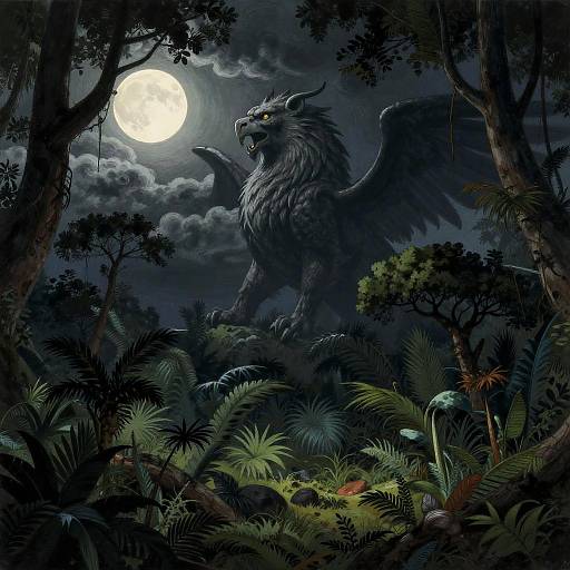 Night Jungle with Giant Griffin