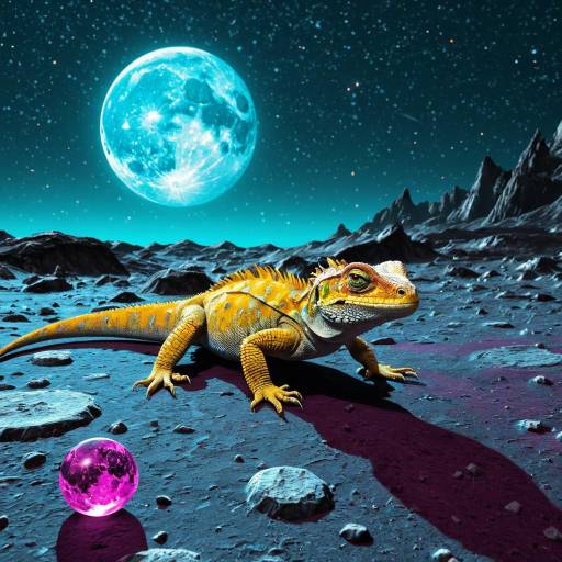 Cheerful Lunar Lizard on Europa Surface