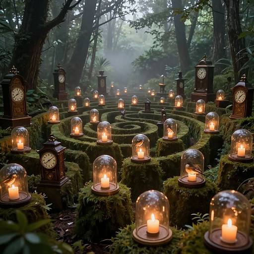 Surreal Vintage Clocks in Forest