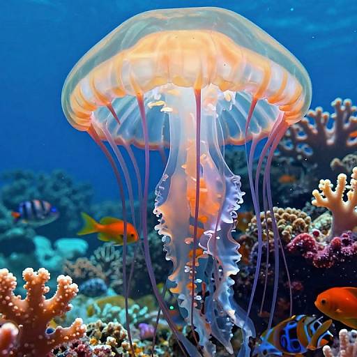 Underwater View Through Jellyfish Body