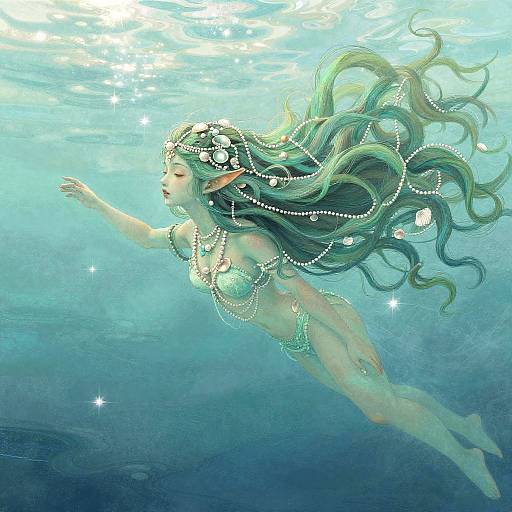 Dreamy Female Water Genasi Art