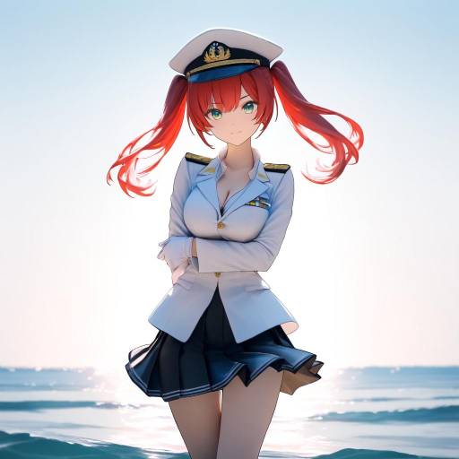 Confident Kancolle Admiral in Naval Uniform