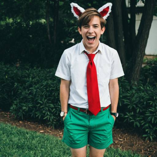 Young Man in Costume with Animal Ears