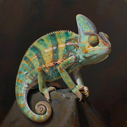 Chameleon Painter Portrait in Earthy Tones