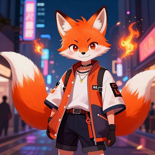 Vibrant Kitsune Urban Streetwear Design