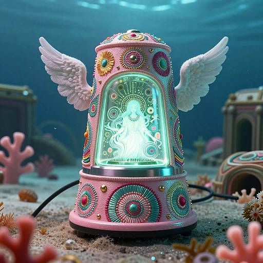 Luminous Siren in Enchanted Underwater Ruins