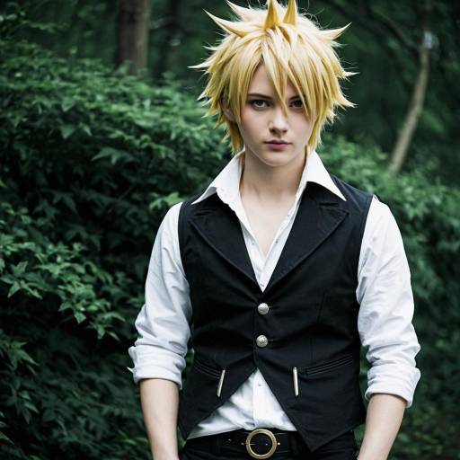 Cosplayer in Meliodas Outfit with Spiky Blonde Hair