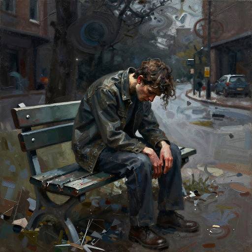 Sad Expressionism: Vulnerable Figure Alone