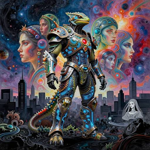 Hyperrealistic Futuristic Reptile Armor Art