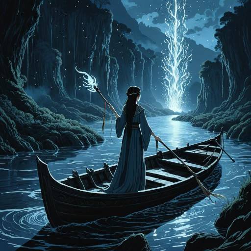 Mystic Druidess on Boat Crossing River Styx