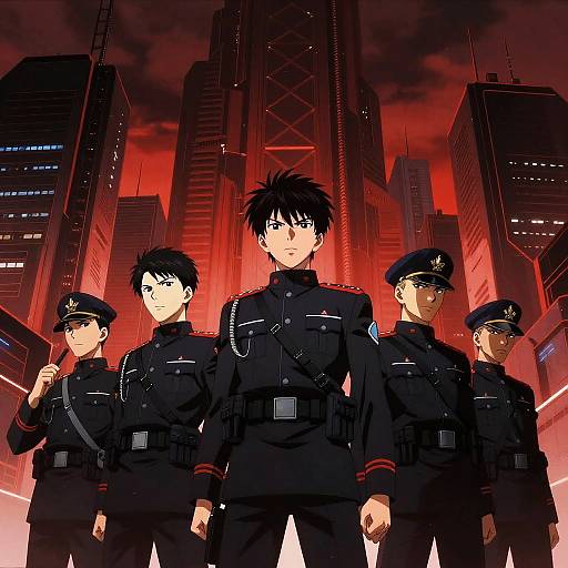 Dystopian Fascist Anime City Scene