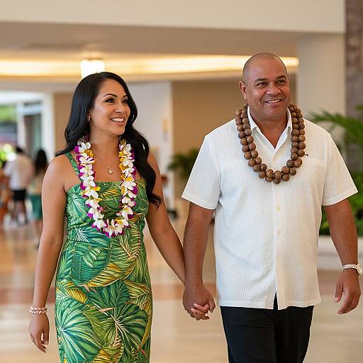 Couple Walking Through Aulani Resort