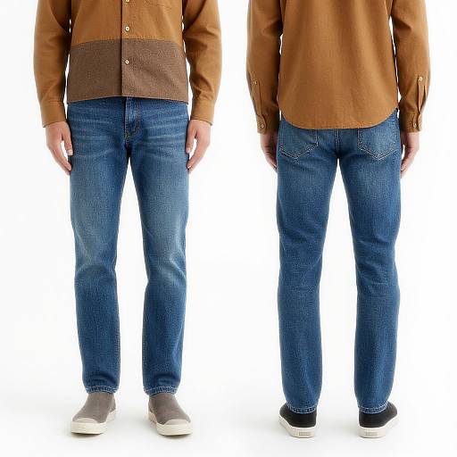 Casual Man in Brown Shirt and Jeans