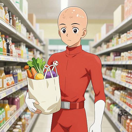 Saitama Grocery Shopping in Costume
