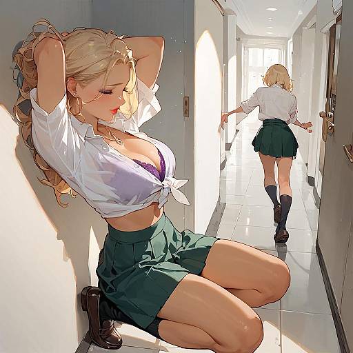 Blonde Anime Girl in Casual Outfit