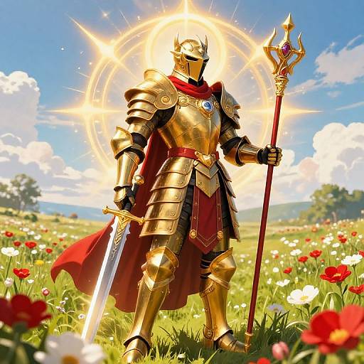 Majestic Warrior in Golden Armor